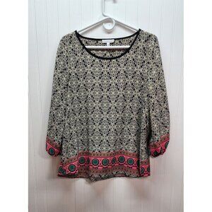 Moa Moa Bohemian Style Womens Blouse With Intricate Vibrant Print